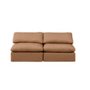 Meridian Indulge Cognac Vegan Leather Modular Sofa IMAGE 4