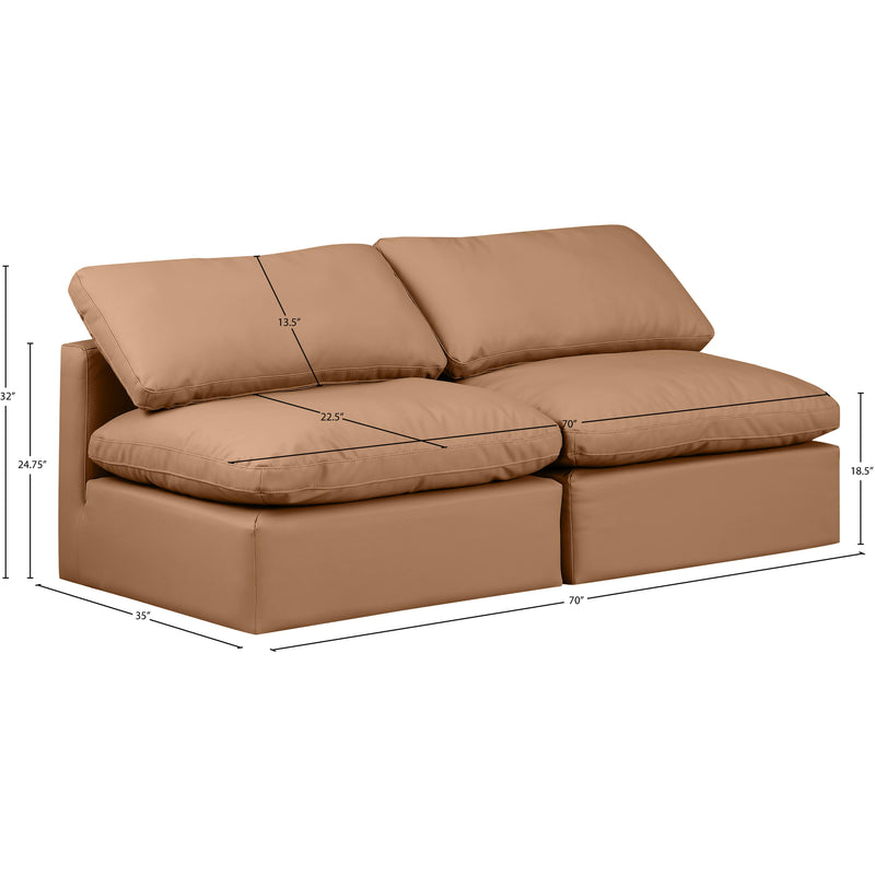 Meridian Indulge Cognac Vegan Leather Modular Sofa IMAGE 8