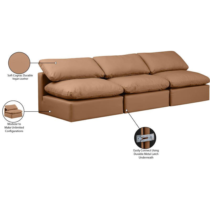 Meridian Indulge Cognac Vegan Leather Modular Sofa IMAGE 7