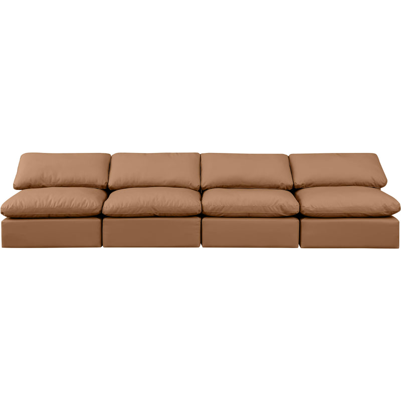 Meridian Indulge Cognac Vegan Leather Modular Sofa IMAGE 4