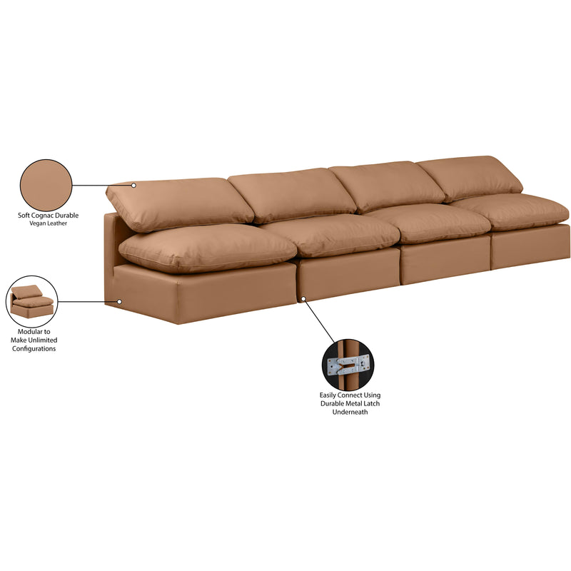 Meridian Indulge Cognac Vegan Leather Modular Sofa IMAGE 7