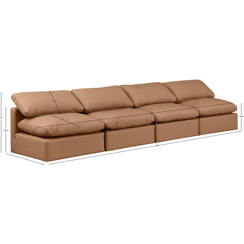 Meridian Indulge Cognac Vegan Leather Modular Sofa IMAGE 8