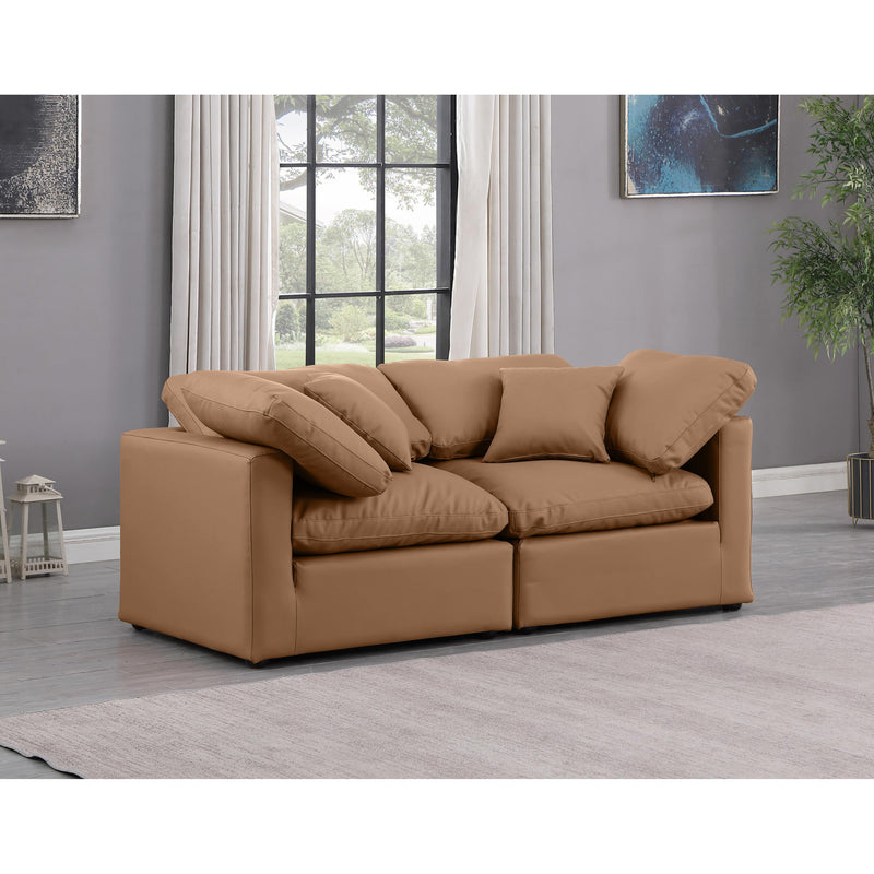 Meridian Indulge Cognac Vegan Leather Modular Sofa IMAGE 2