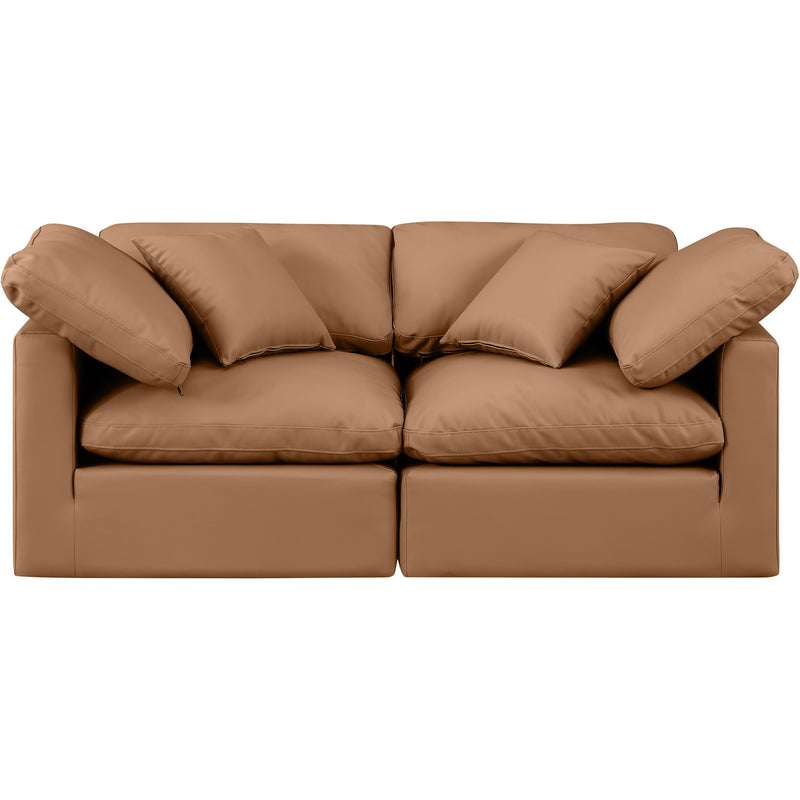 Meridian Indulge Cognac Vegan Leather Modular Sofa IMAGE 4