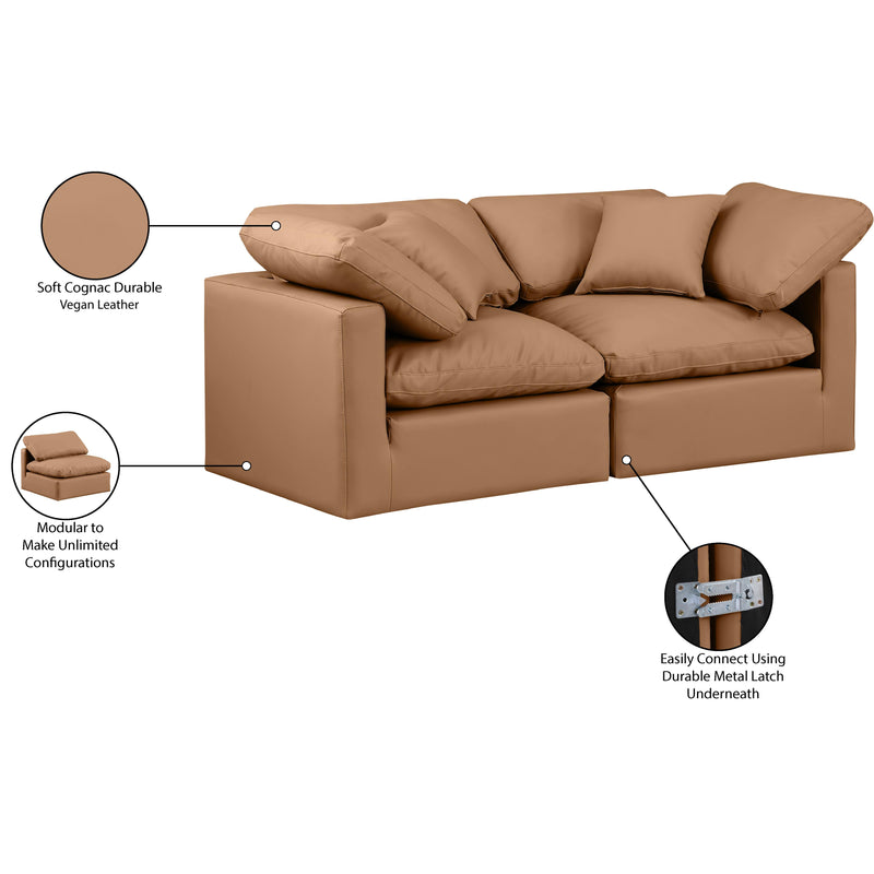 Meridian Indulge Cognac Vegan Leather Modular Sofa IMAGE 8