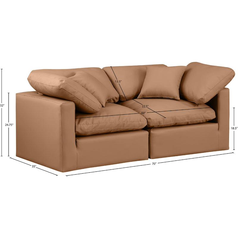 Meridian Indulge Cognac Vegan Leather Modular Sofa IMAGE 9