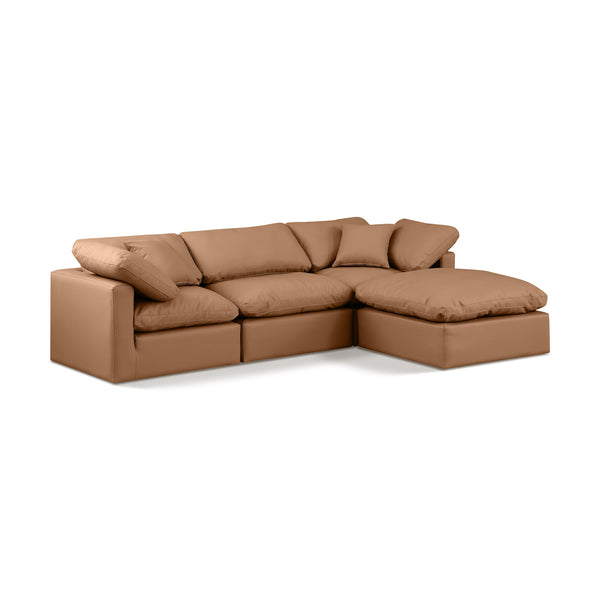 Meridian Indulge Cognac Vegan Leather Modular Sectional IMAGE 1