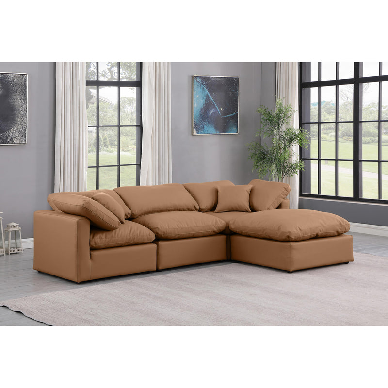 Meridian Indulge Cognac Vegan Leather Modular Sectional IMAGE 2