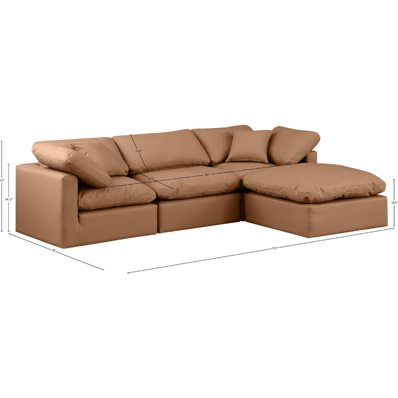 Meridian Indulge Cognac Vegan Leather Modular Sectional IMAGE 9