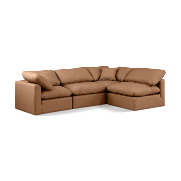 Meridian Indulge Cognac Vegan Leather Modular Sectional IMAGE 1