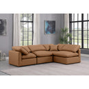 Meridian Indulge Cognac Vegan Leather Modular Sectional IMAGE 2