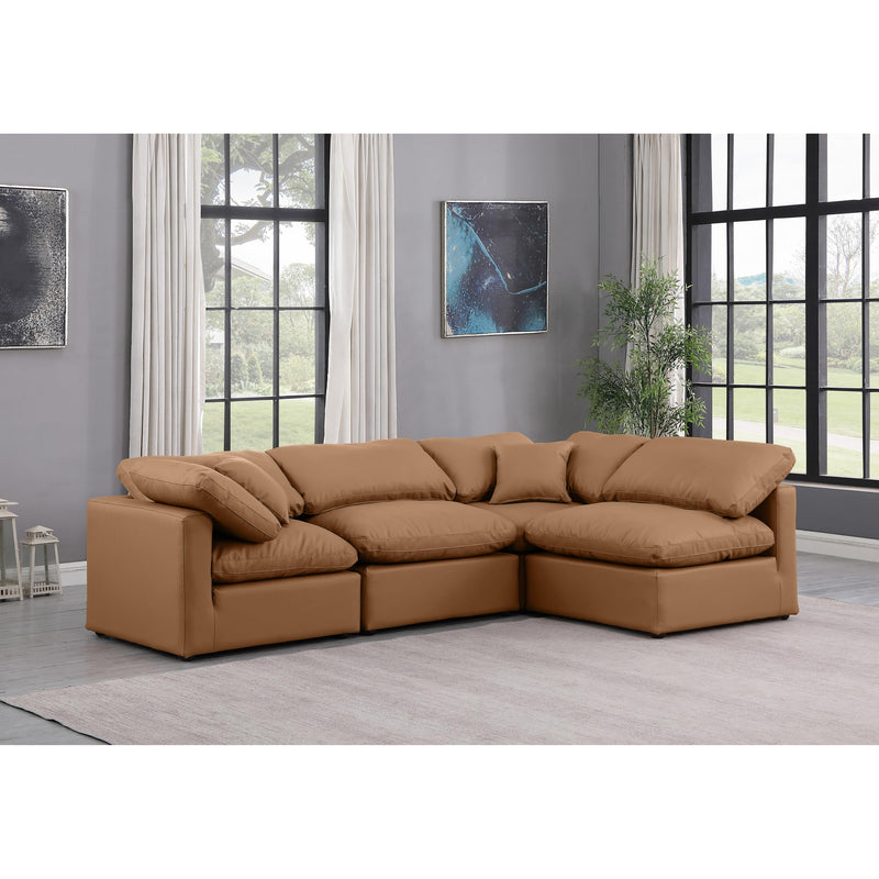 Meridian Indulge Cognac Vegan Leather Modular Sectional IMAGE 2