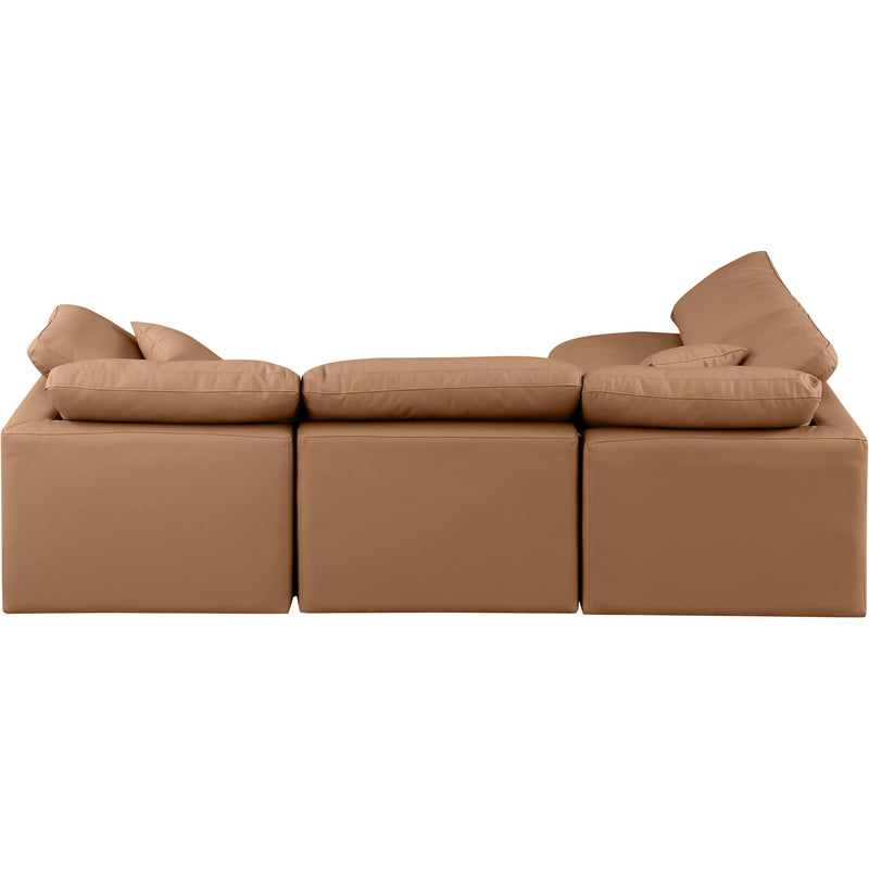 Meridian Indulge Cognac Vegan Leather Modular Sectional IMAGE 3