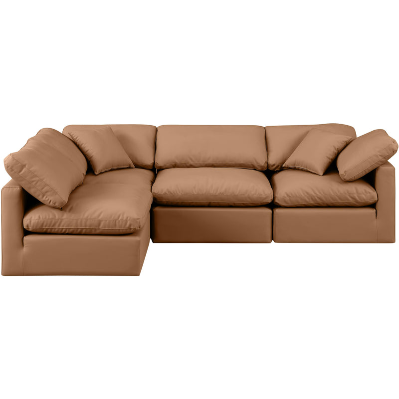Meridian Indulge Cognac Vegan Leather Modular Sectional IMAGE 4