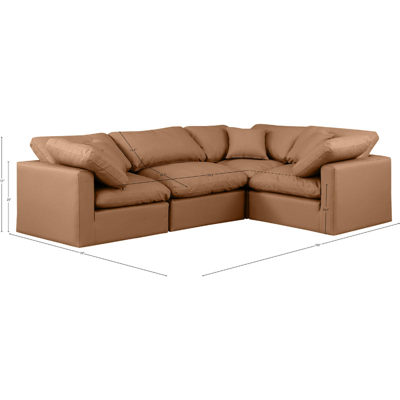 Meridian Indulge Cognac Vegan Leather Modular Sectional IMAGE 10
