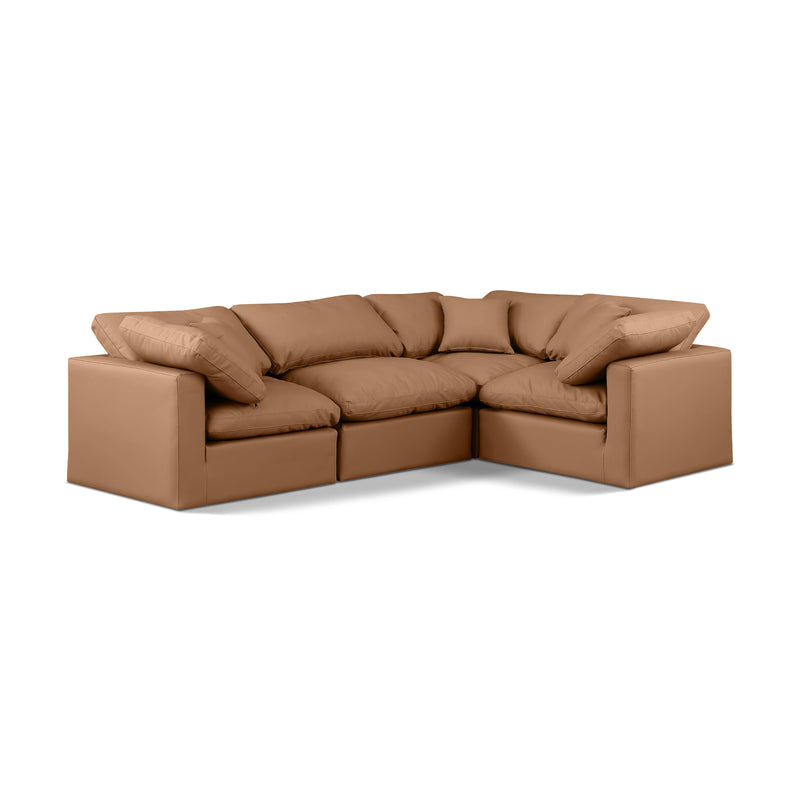 Meridian Indulge Cognac Vegan Leather Modular Sectional IMAGE 1