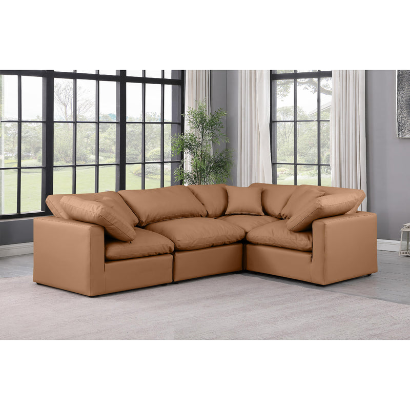 Meridian Indulge Cognac Vegan Leather Modular Sectional IMAGE 2