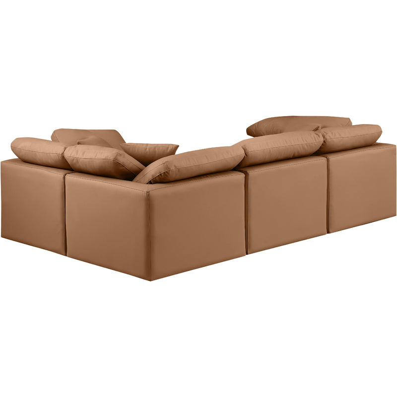 Meridian Indulge Cognac Vegan Leather Modular Sectional IMAGE 3