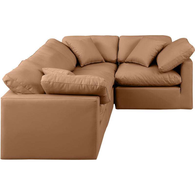Meridian Indulge Cognac Vegan Leather Modular Sectional IMAGE 4