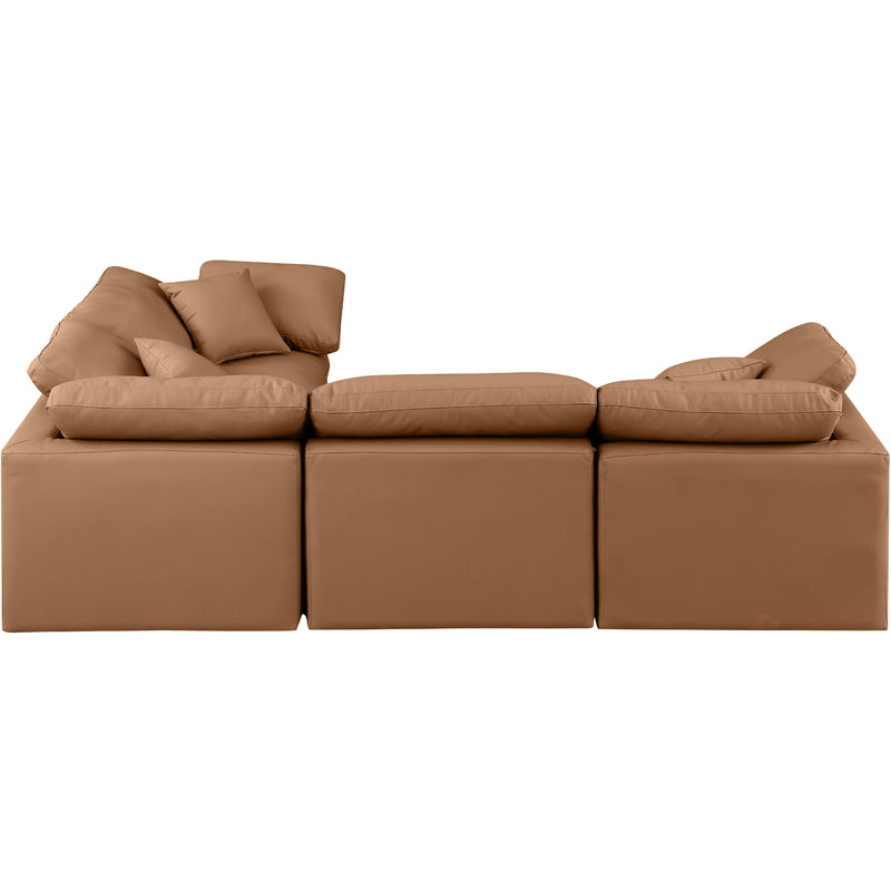 Meridian Indulge Cognac Vegan Leather Modular Sectional IMAGE 5