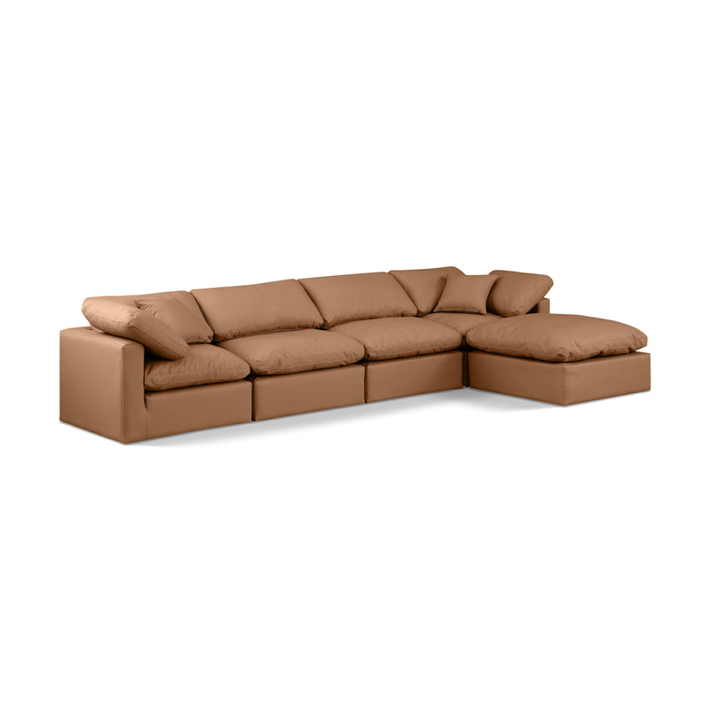 Meridian Indulge Cognac Vegan Leather Modular Sectional IMAGE 1