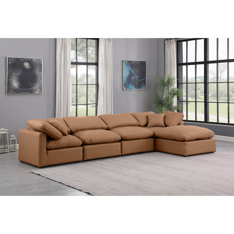 Meridian Indulge Cognac Vegan Leather Modular Sectional IMAGE 2