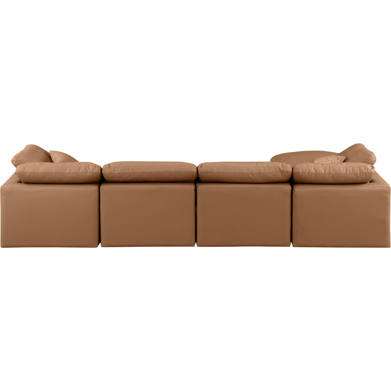 Meridian Indulge Cognac Vegan Leather Modular Sectional IMAGE 3