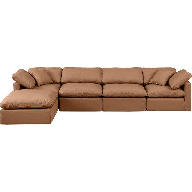Meridian Indulge Cognac Vegan Leather Modular Sectional IMAGE 4