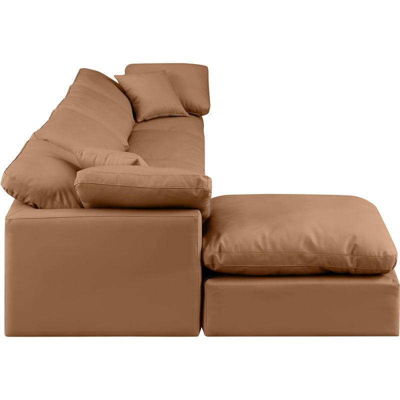 Meridian Indulge Cognac Vegan Leather Modular Sectional IMAGE 5