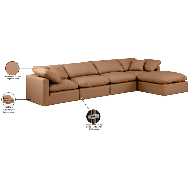 Meridian Indulge Cognac Vegan Leather Modular Sectional IMAGE 8