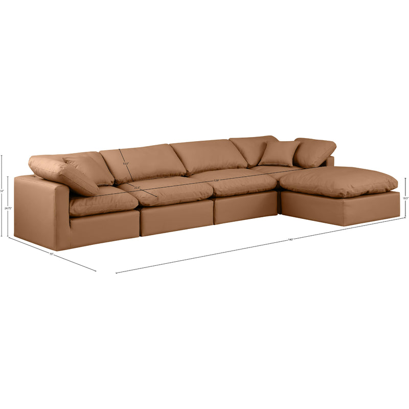 Meridian Indulge Cognac Vegan Leather Modular Sectional IMAGE 9