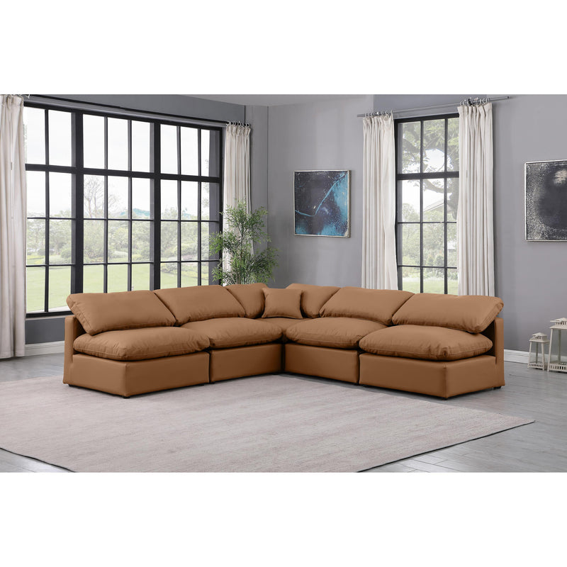 Meridian Indulge Cognac Vegan Leather Modular Sectional IMAGE 2