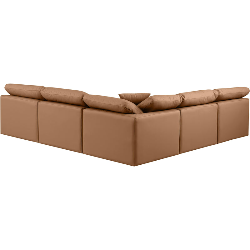 Meridian Indulge Cognac Vegan Leather Modular Sectional IMAGE 3