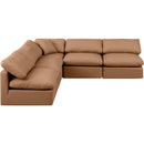 Meridian Indulge Cognac Vegan Leather Modular Sectional IMAGE 4