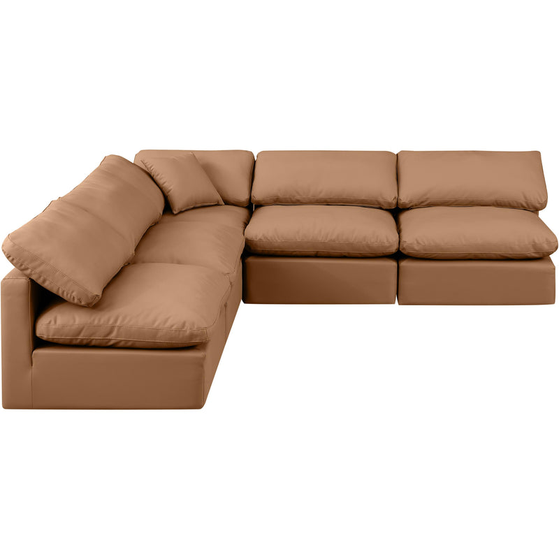 Meridian Indulge Cognac Vegan Leather Modular Sectional IMAGE 4