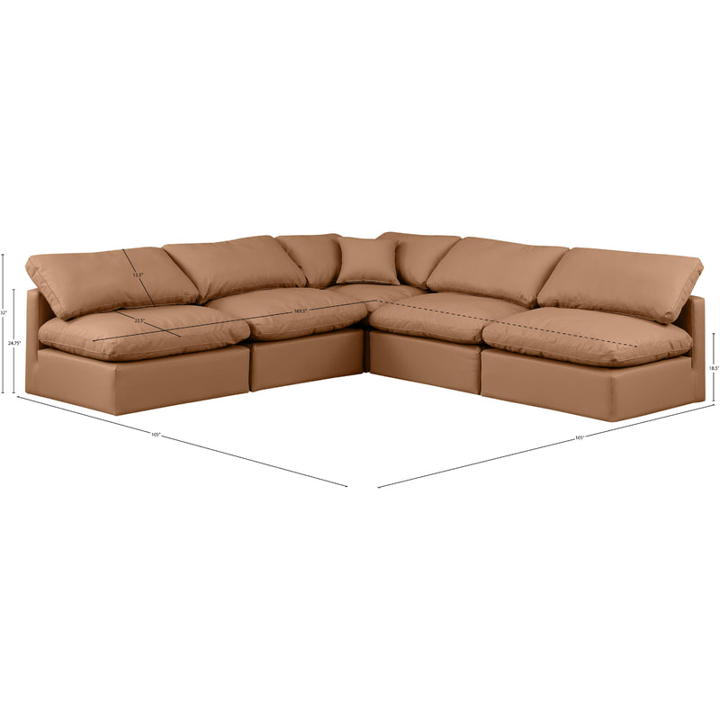Meridian Indulge Cognac Vegan Leather Modular Sectional IMAGE 9