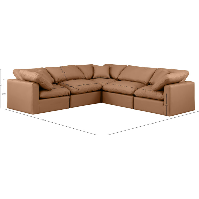 Meridian Indulge Cognac Vegan Leather Modular Sectional IMAGE 10