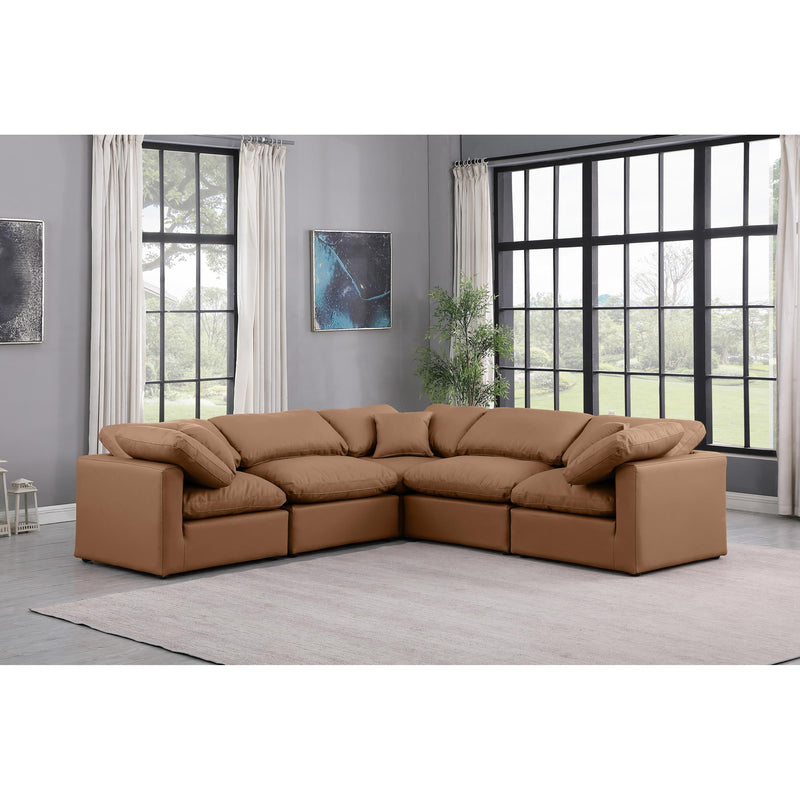 Meridian Indulge Cognac Vegan Leather Modular Sectional IMAGE 2