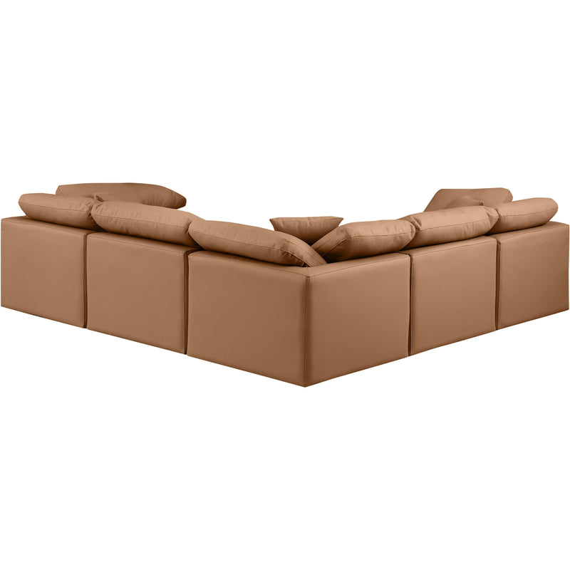 Meridian Indulge Cognac Vegan Leather Modular Sectional IMAGE 3