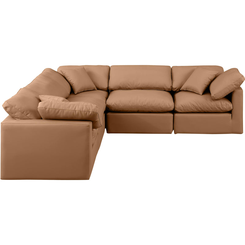 Meridian Indulge Cognac Vegan Leather Modular Sectional IMAGE 4
