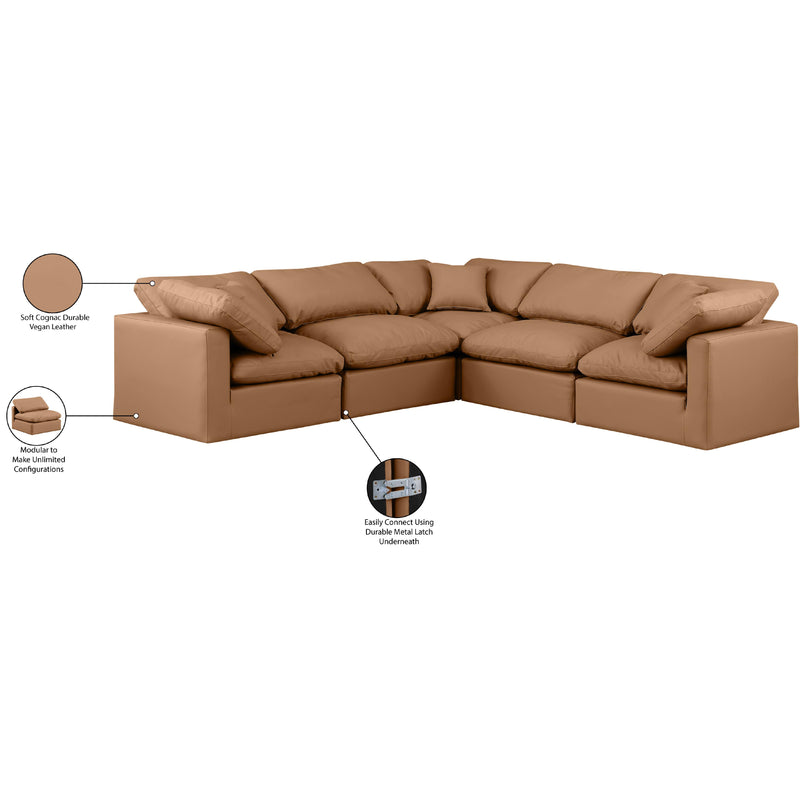 Meridian Indulge Cognac Vegan Leather Modular Sectional IMAGE 9