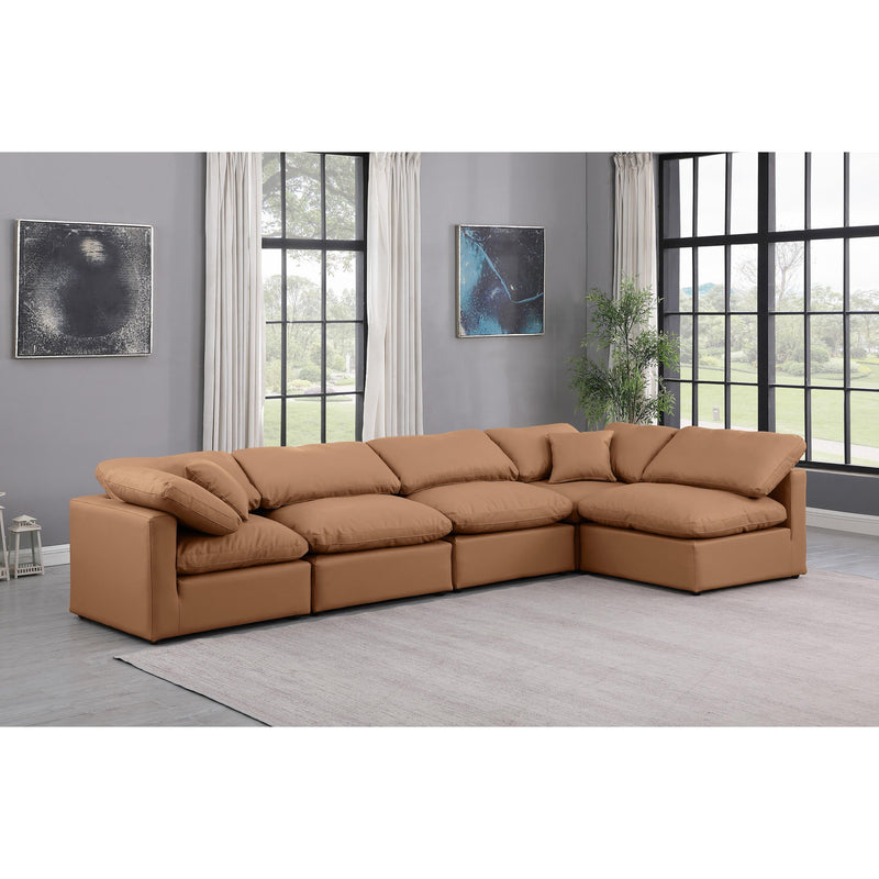 Meridian Indulge Cognac Vegan Leather Modular Sectional IMAGE 2