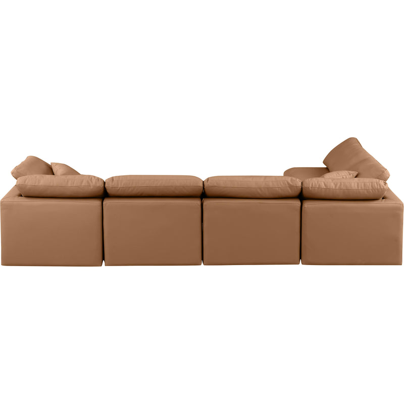 Meridian Indulge Cognac Vegan Leather Modular Sectional IMAGE 3
