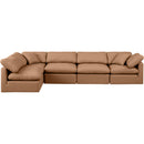 Meridian Indulge Cognac Vegan Leather Modular Sectional IMAGE 4