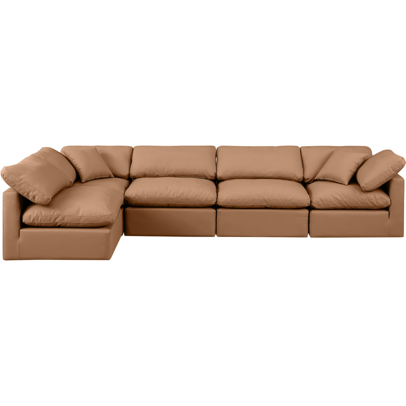 Meridian Indulge Cognac Vegan Leather Modular Sectional IMAGE 4