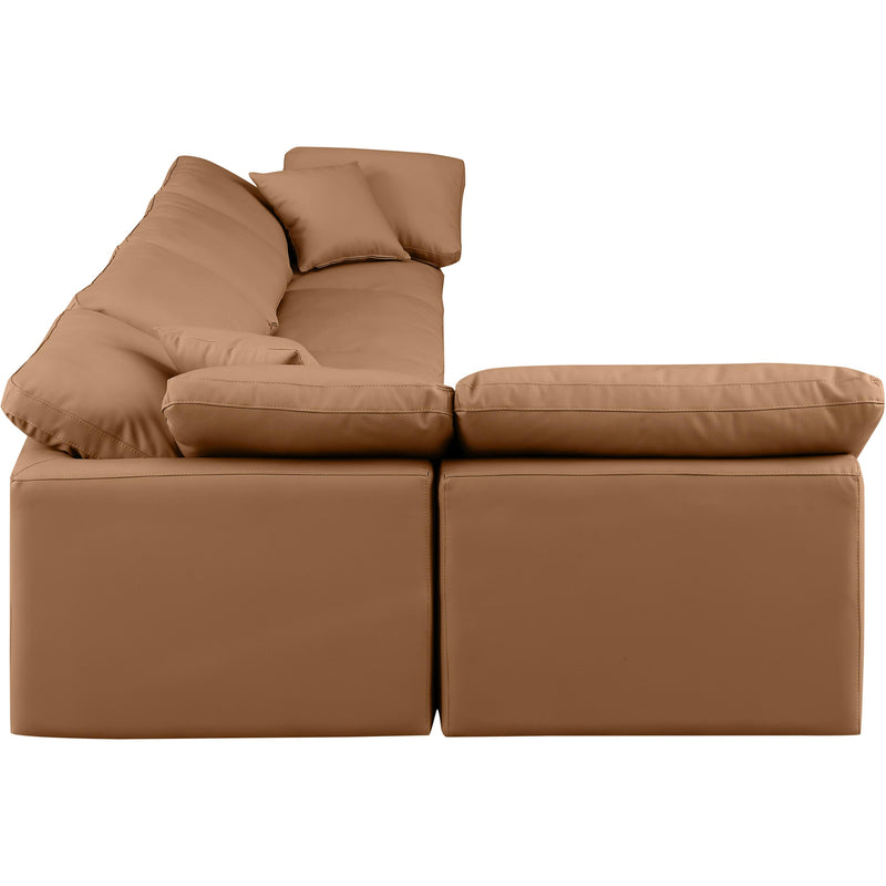 Meridian Indulge Cognac Vegan Leather Modular Sectional IMAGE 5