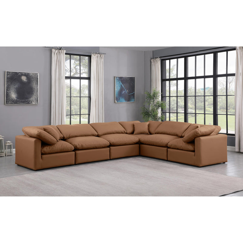 Meridian Indulge Cognac Vegan Leather Modular Sectional IMAGE 2