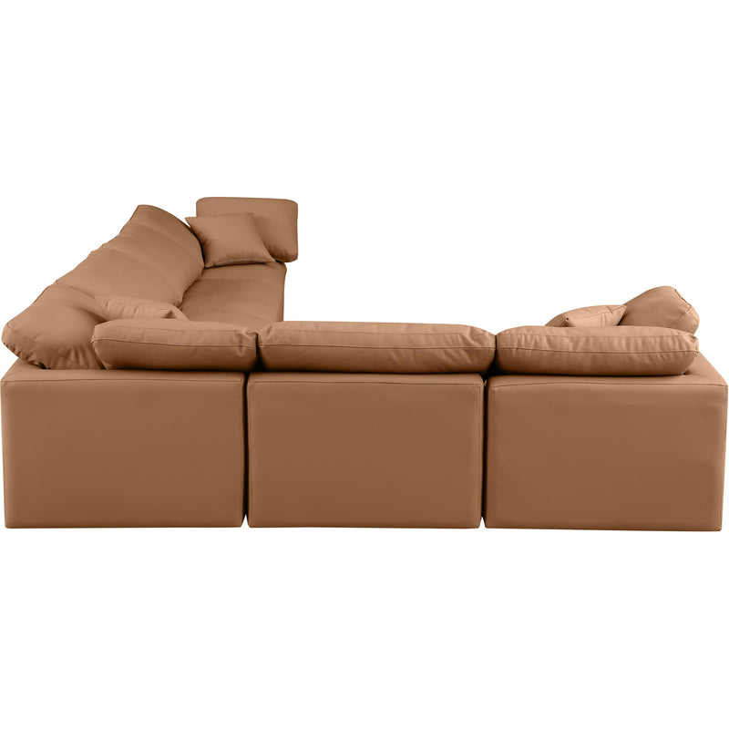 Meridian Indulge Cognac Vegan Leather Modular Sectional IMAGE 5