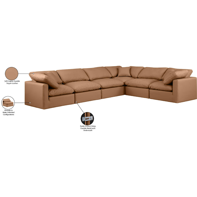 Meridian Indulge Cognac Vegan Leather Modular Sectional IMAGE 9
