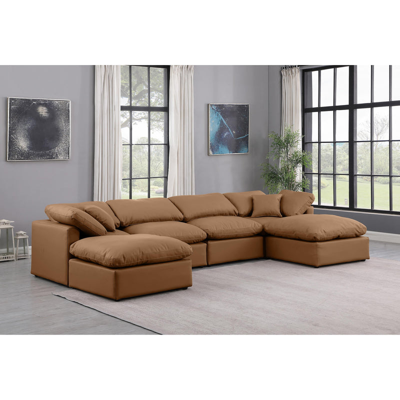 Meridian Indulge Cognac Vegan Leather Modular Sectional IMAGE 2